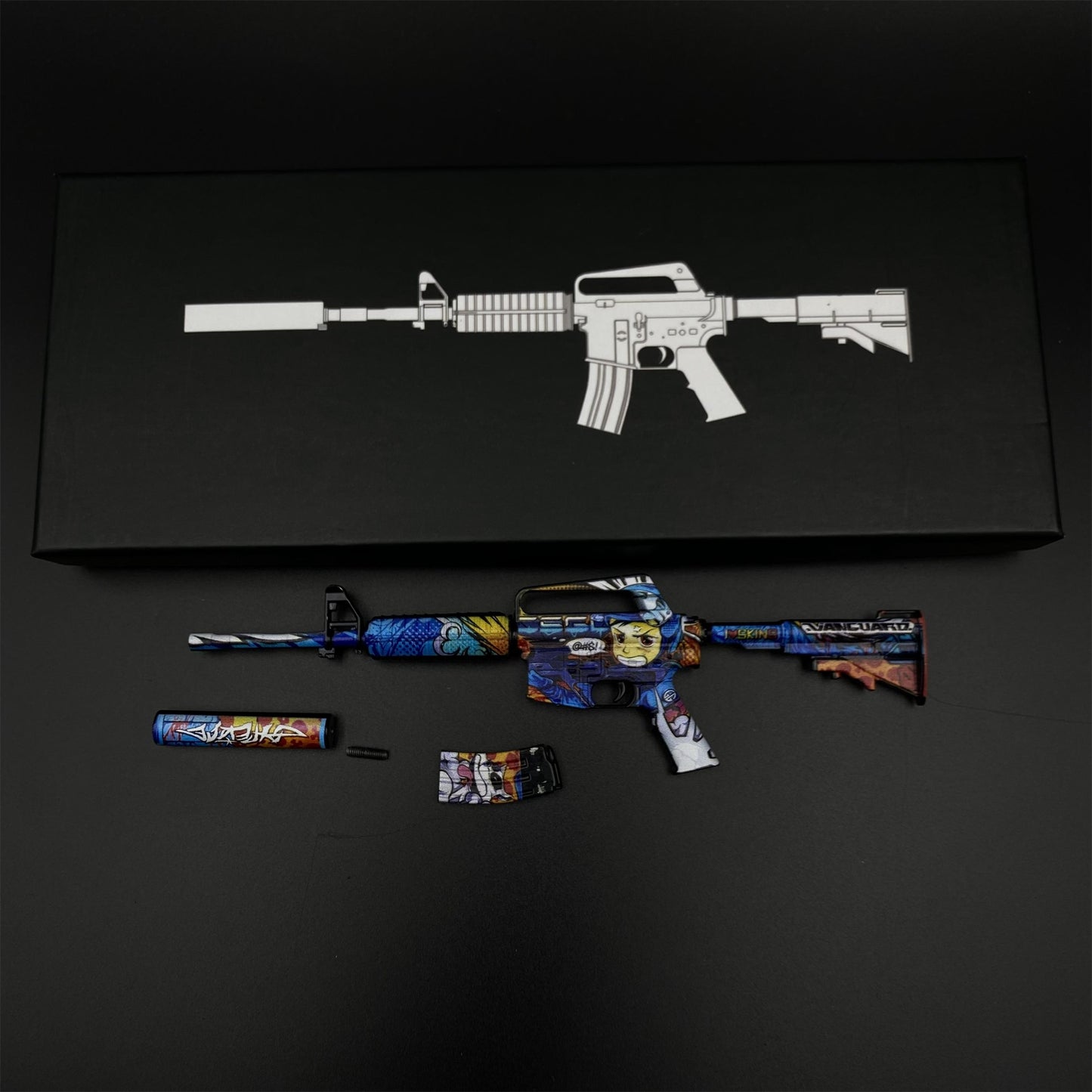 CSGO M4A1-S Metal Miniature Printstream Red Hod Player Two Master Piece Hyper Beast Vaporwave Nightmare 7 In 1