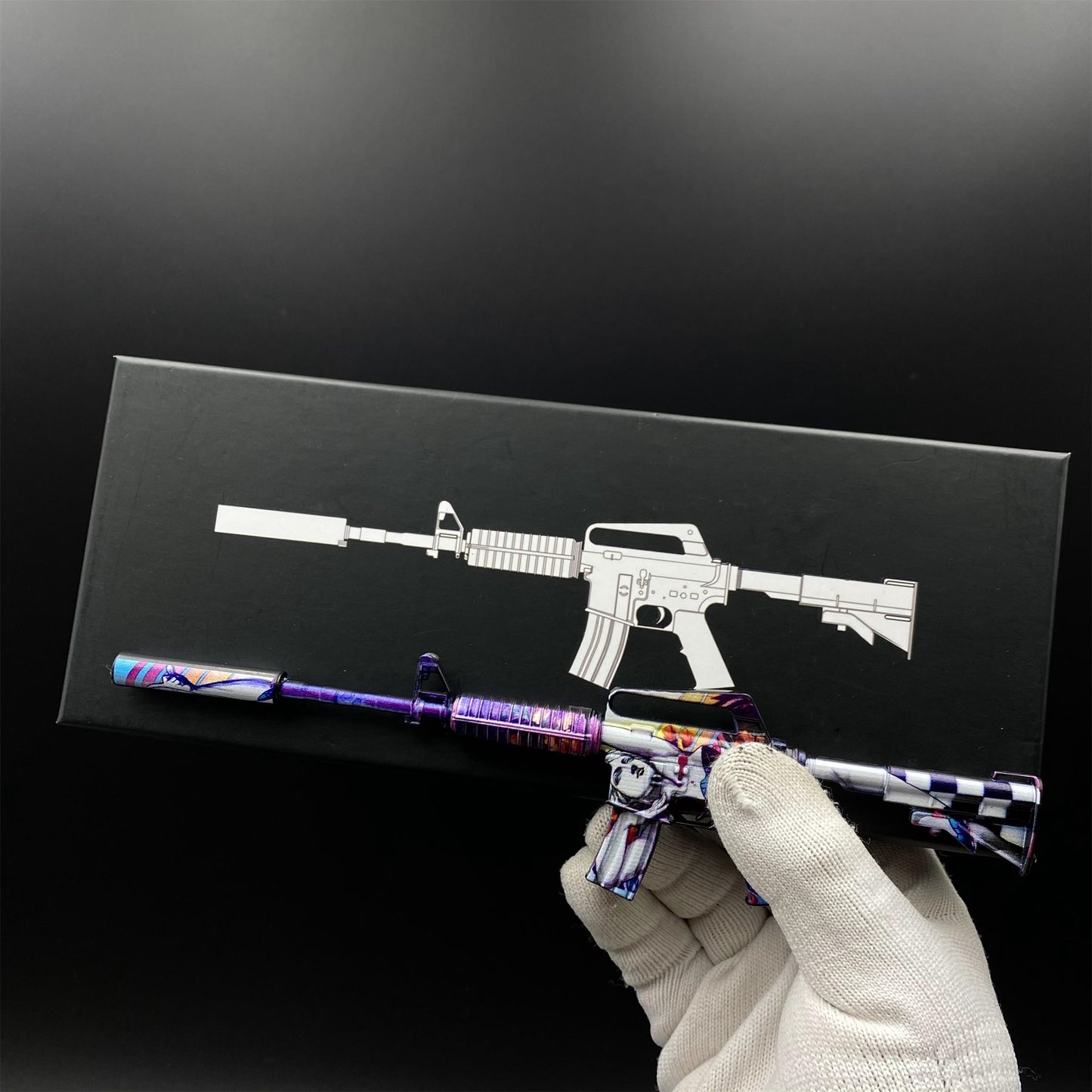 CSGO M4A1-S Metal Miniature Printstream Red Hod Player Two Master Piece Hyper Beast Vaporwave Nightmare 7 In 1