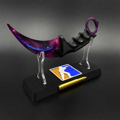 Game Karambit Galaxy Skin Replica Dull Blade Trainer Knife For Display