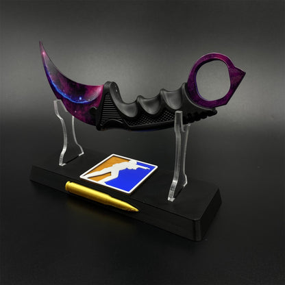 Game Karambit Galaxy Skin Replica Dull Blade Trainer Knife For Display