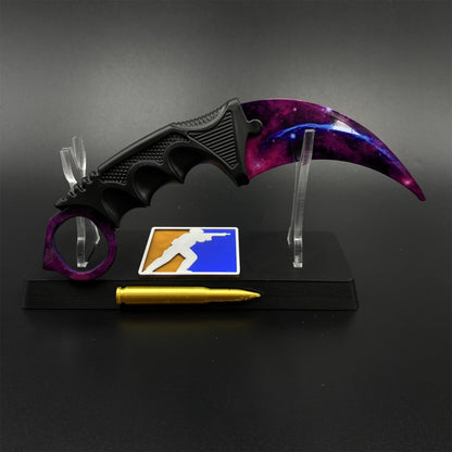 Game Karambit Galaxy Skin Replica Dull Blade Trainer Knife For Display