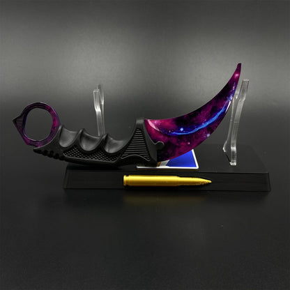 Game Karambit Galaxy Skin Replica Dull Blade Trainer Knife For Display