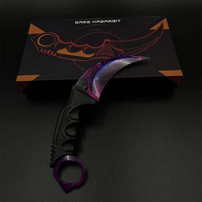 Game Karambit Galaxy Skin Replica Dull Blade Trainer Knife For Display