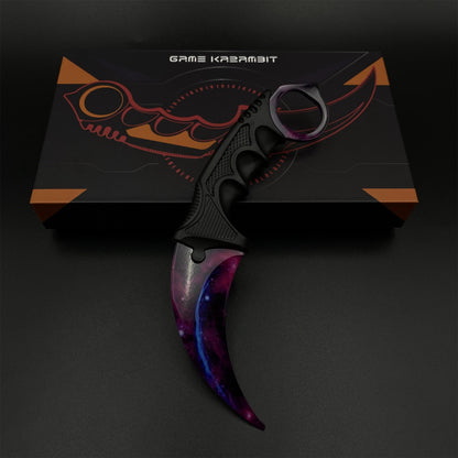 Game Karambit Galaxy Skin Replica Dull Blade Trainer Knife For Display