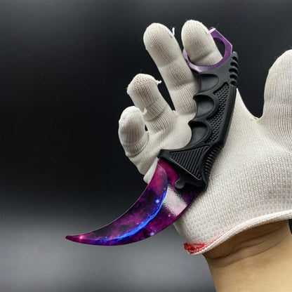 Game Karambit Galaxy Skin Replica Dull Blade Trainer Knife For Display