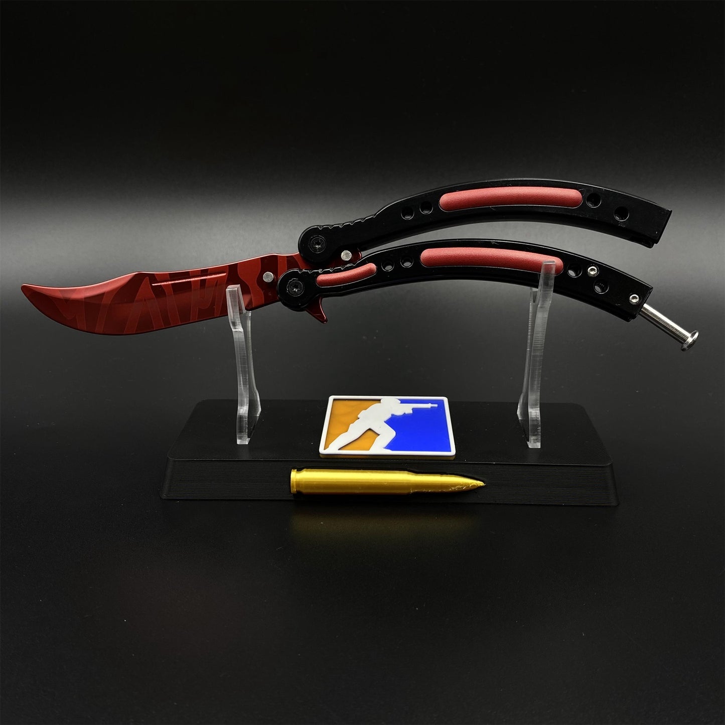CS Slaughter Butterfly Knife Blunt Blade Balisong Trainer - Game Prop For Display