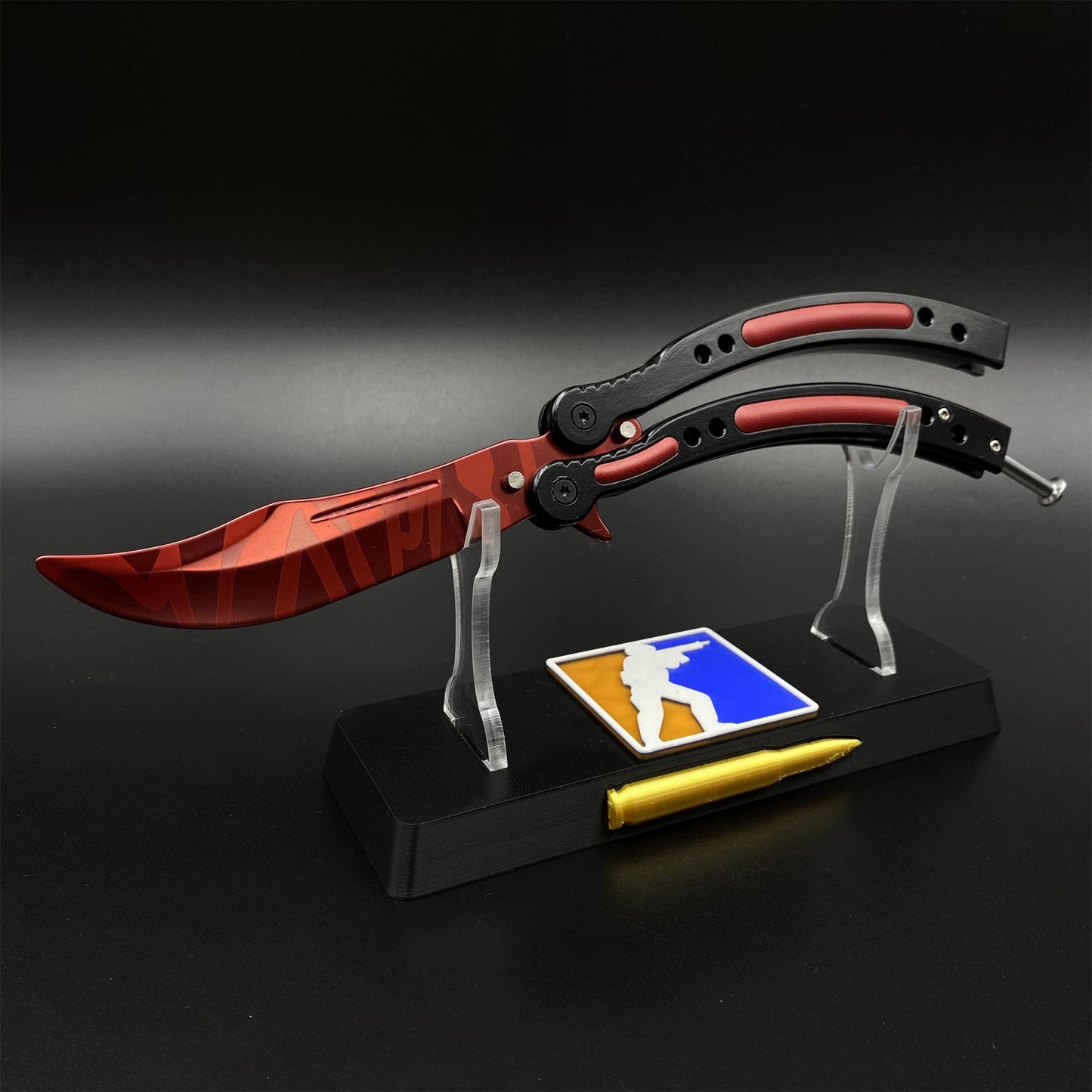 CS Slaughter Butterfly Knife Blunt Blade Balisong Trainer - Game Prop For Display