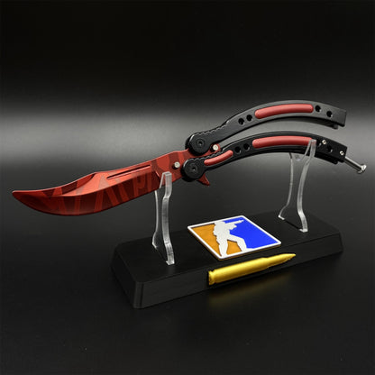 CS Slaughter Butterfly Knife Blunt Blade Balisong Trainer - Game Prop For Display