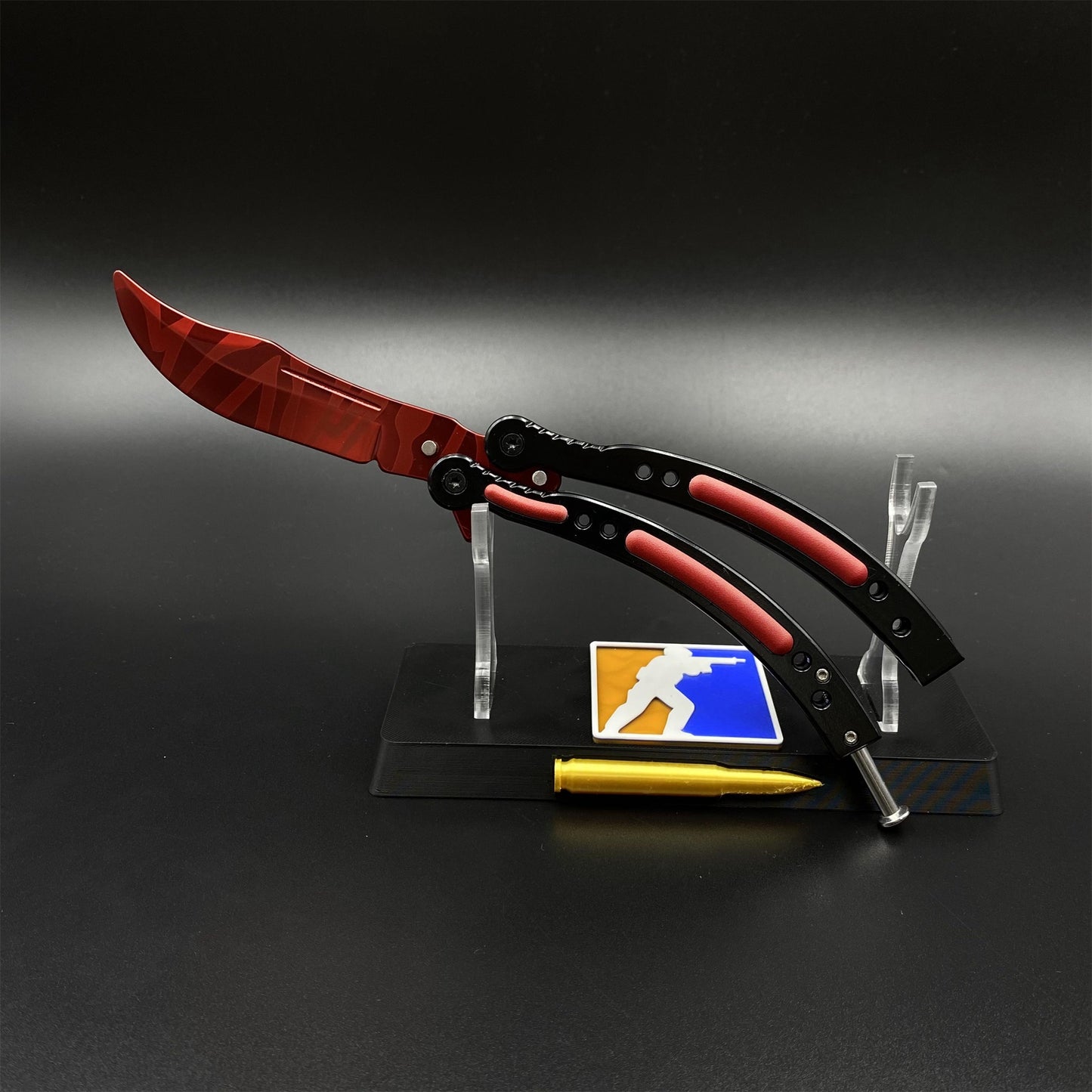 CS Slaughter Butterfly Knife Blunt Blade Balisong Trainer - Game Prop For Display
