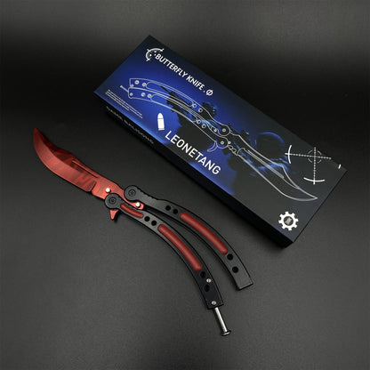 CS Slaughter Butterfly Knife Blunt Blade Balisong Trainer - Game Prop For Display