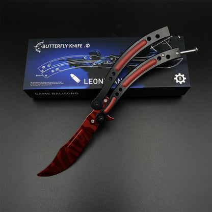 CS Slaughter Butterfly Knife Blunt Blade Balisong Trainer - Game Prop For Display