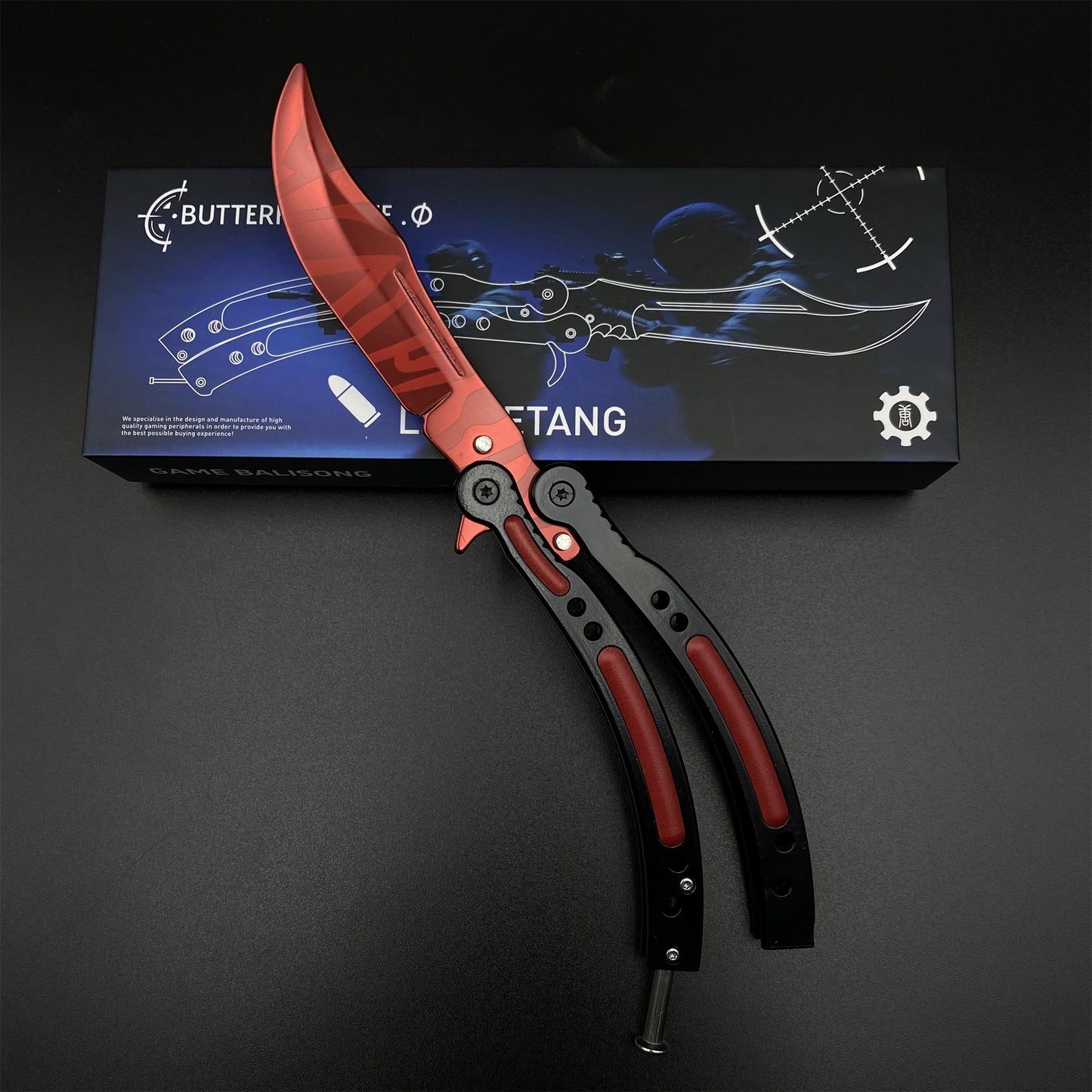 CS Slaughter Butterfly Knife Blunt Blade Balisong Trainer - Game Prop For Display