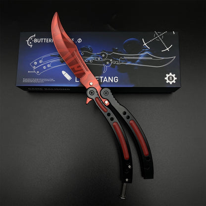 CS Slaughter Butterfly Knife Blunt Blade Balisong Trainer - Game Prop For Display