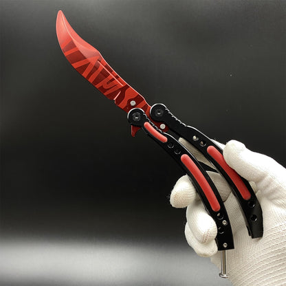 CS Slaughter Butterfly Knife Blunt Blade Balisong Trainer - Game Prop For Display