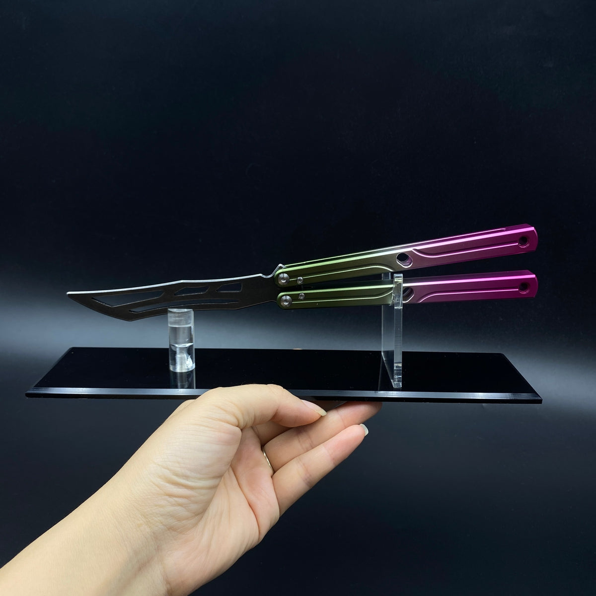 CNC Gradient Balisong Butterfly Knife Trainer Collectible Display Ornament