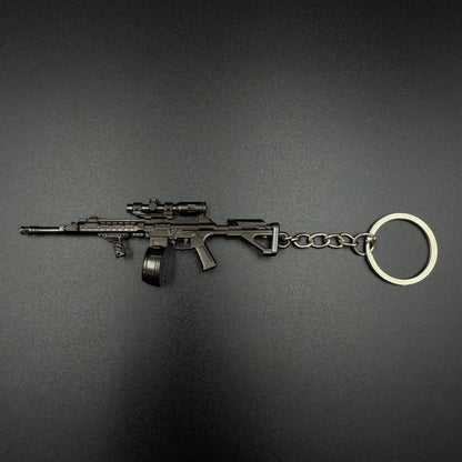 Mini Game Rifle Alloy Keychain Weapon Props Pendant