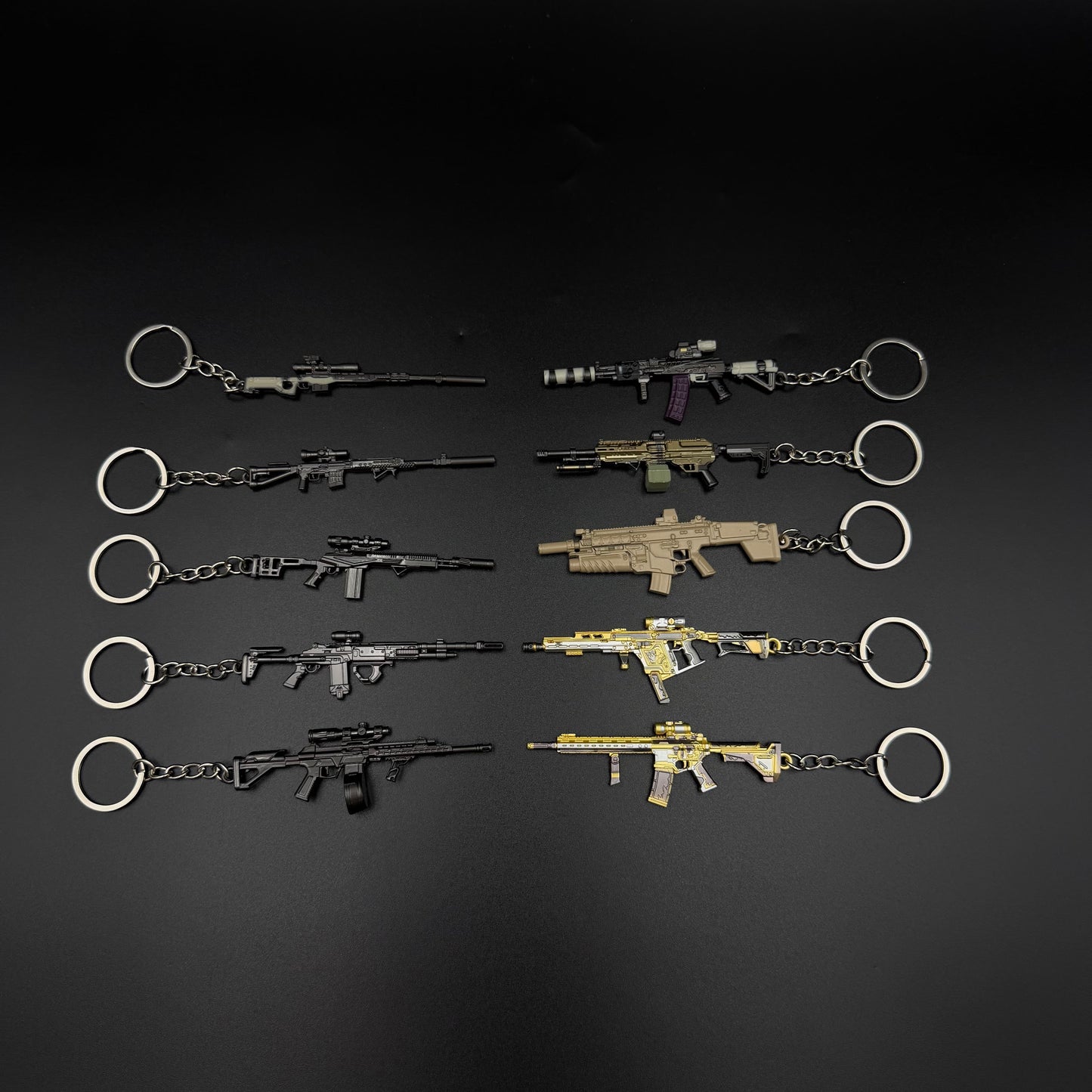 Mini Game Rifle Alloy Keychain Weapon Props Pendant