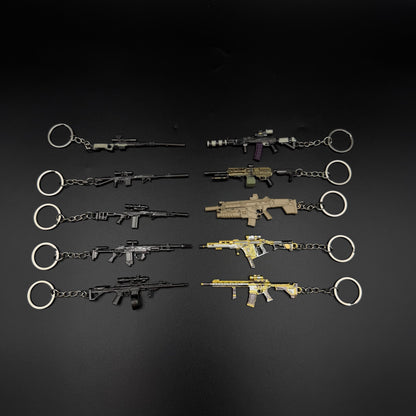 Mini Game Rifle Alloy Keychain Weapon Props Pendant