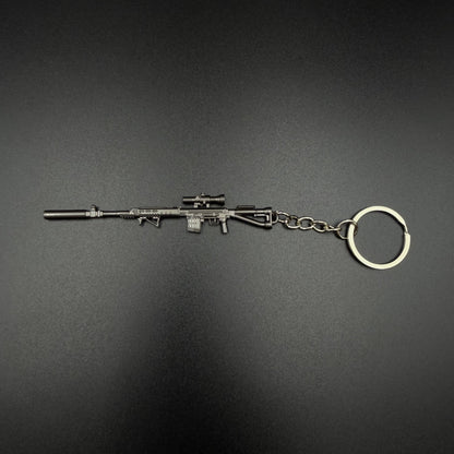 Mini Game Rifle Alloy Keychain Weapon Props Pendant