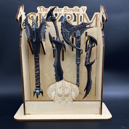 Skyrim One-Hand Daedric Weapons With 3D Wooden Stand