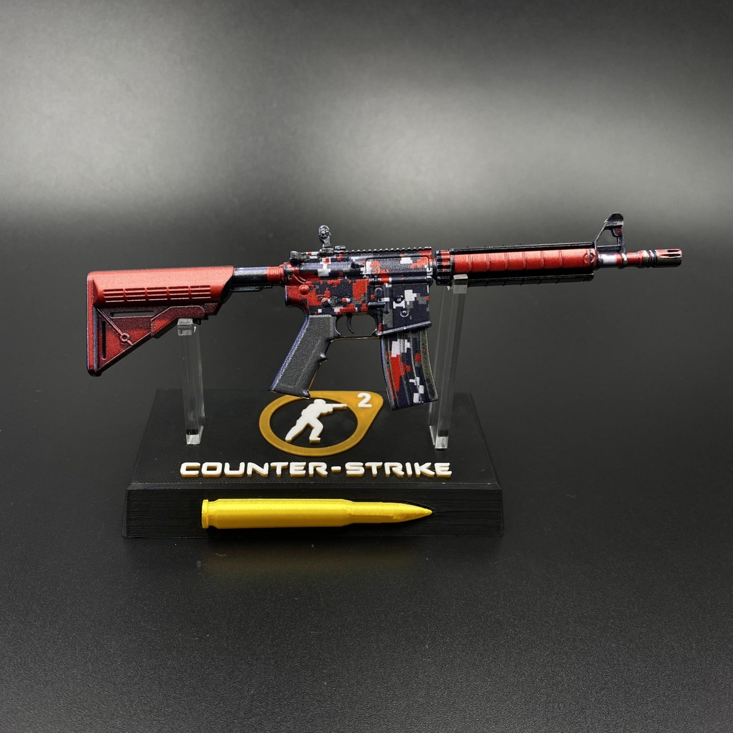 Hot Game Skin CS M4A4 Red DDPAT Gun Miniature Collection