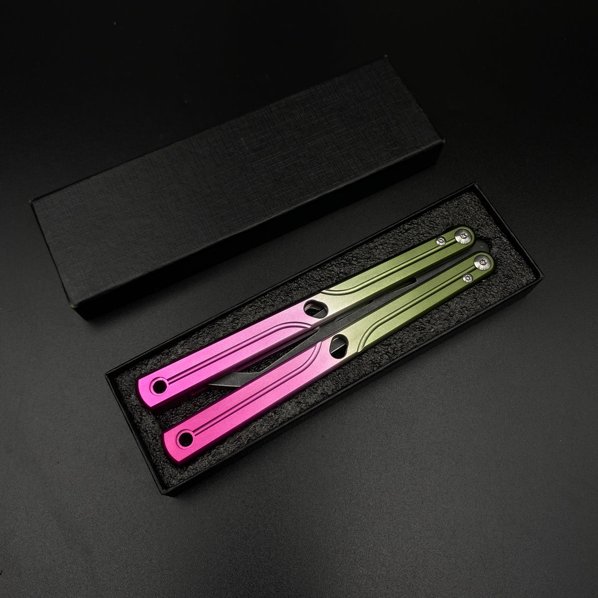 CNC Gradient Balisong Butterfly Knife Trainer Collectible Display Ornament