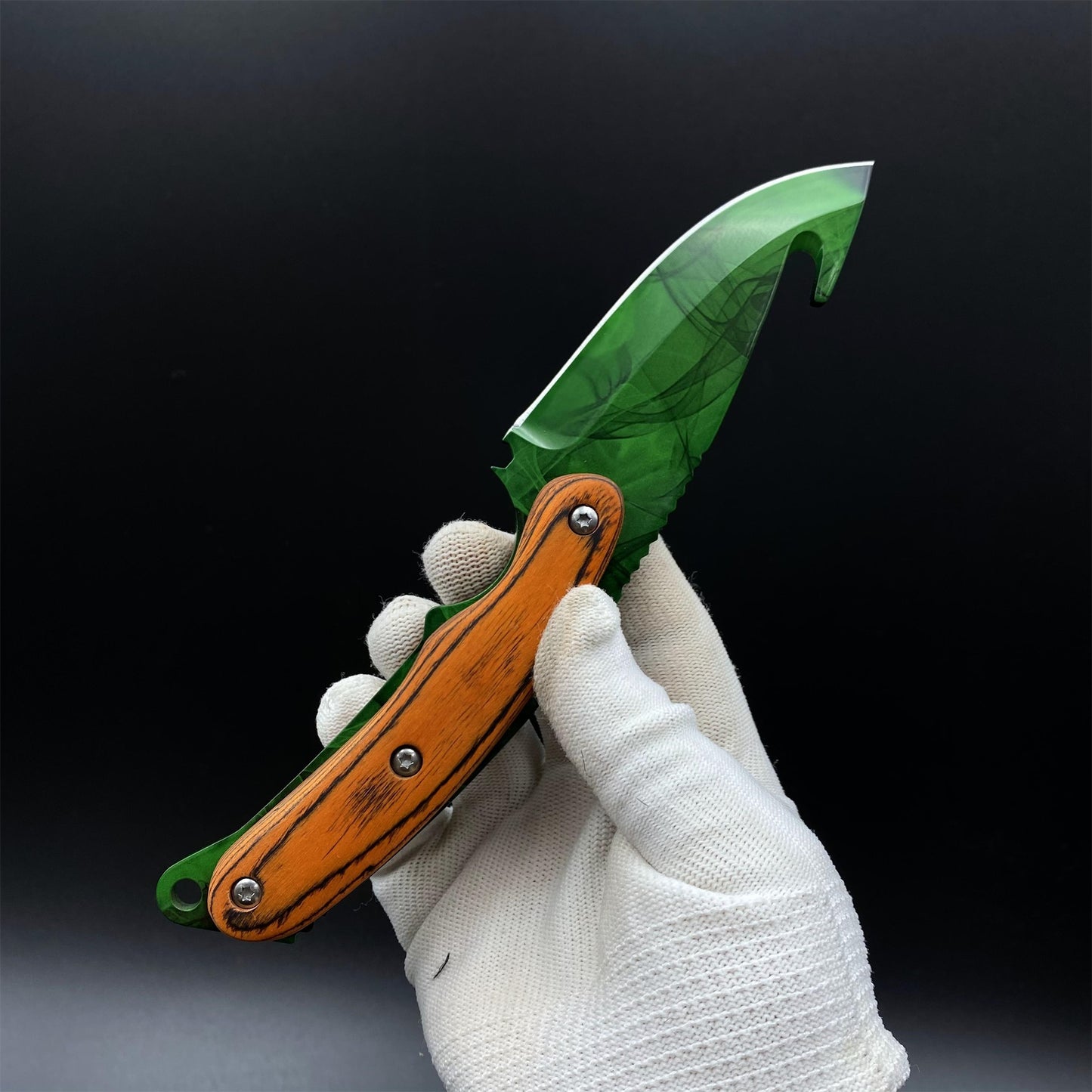 420 Steel CS Gamma Doppler Emerald Gut Knife Outdoor Camping Knife For Collection