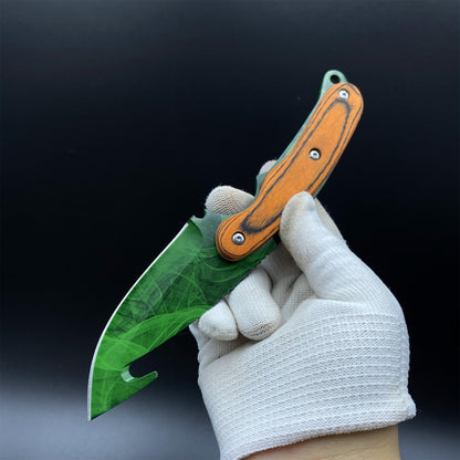 420 Steel CS Gamma Doppler Emerald Gut Knife Outdoor Camping Knife For Collection
