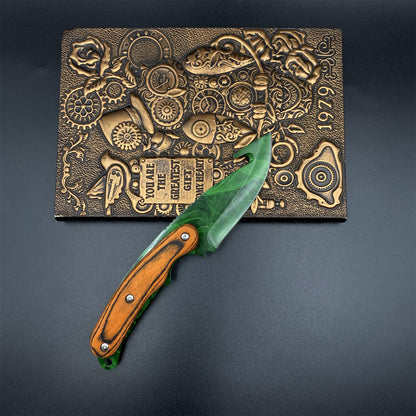 420 Steel CS Gamma Doppler Emerald Gut Knife Outdoor Camping Knife For Collection