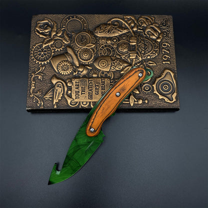 420 Steel CS Gamma Doppler Emerald Gut Knife Outdoor Camping Knife For Collection