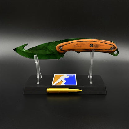 420 Steel CS Gamma Doppler Emerald Gut Knife Outdoor Camping Knife For Collection