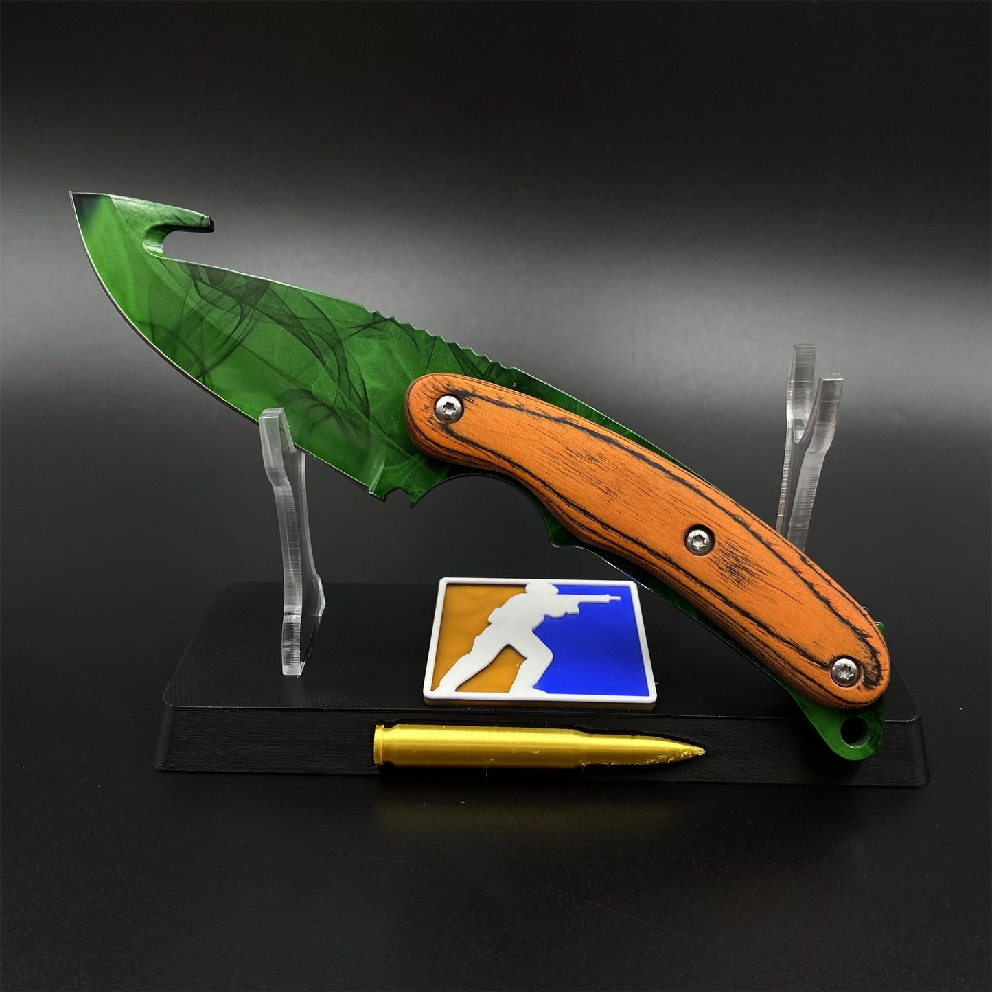 420 Steel CS Gamma Doppler Emerald Gut Knife Outdoor Camping Knife For Collection