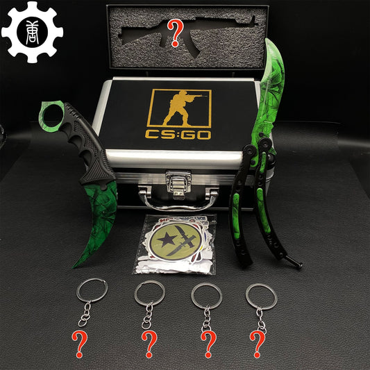 Gamma Doppler Skin Balisong Karambit Stickers Keychains Tiny AK Gift Box