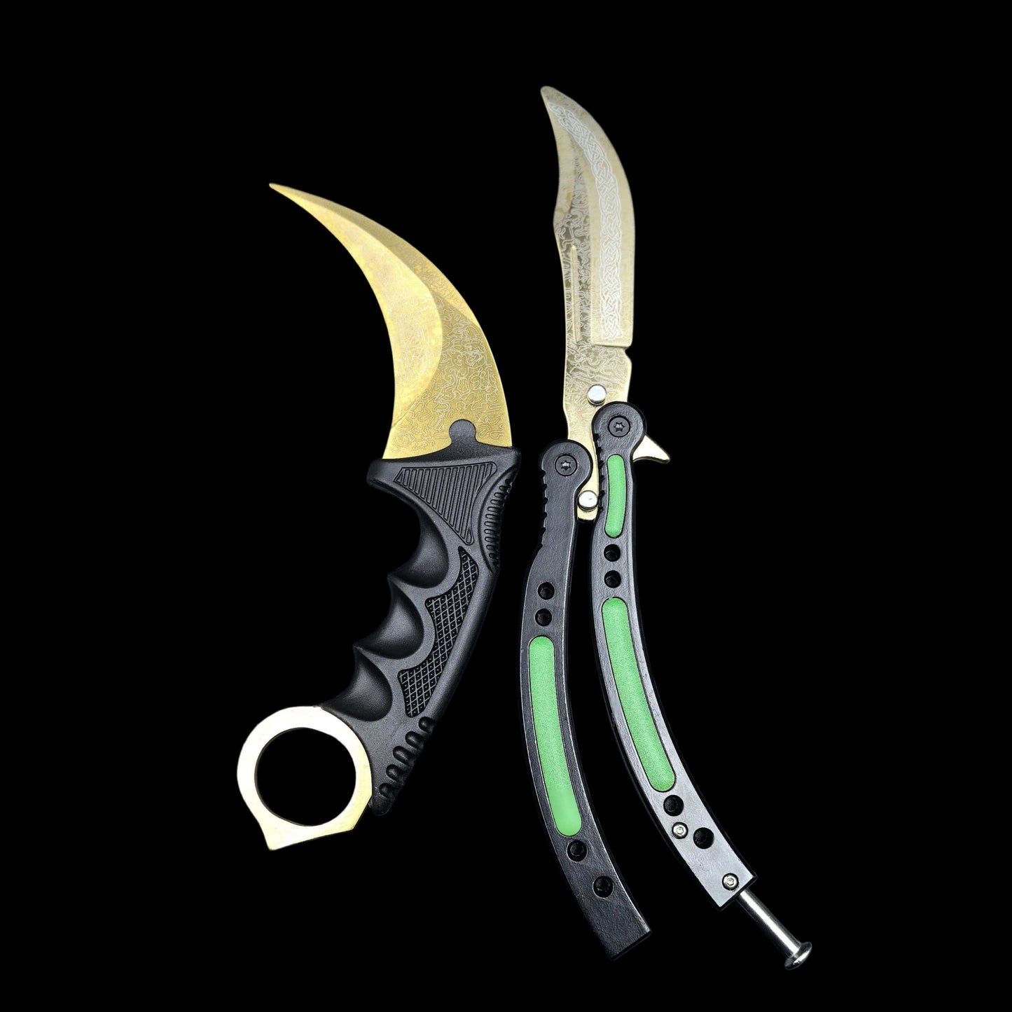 Lore Blunt Blade Karambit Trainer & Balisong Butterfly Knife Trainer 2 in 1 Pack Gift Box