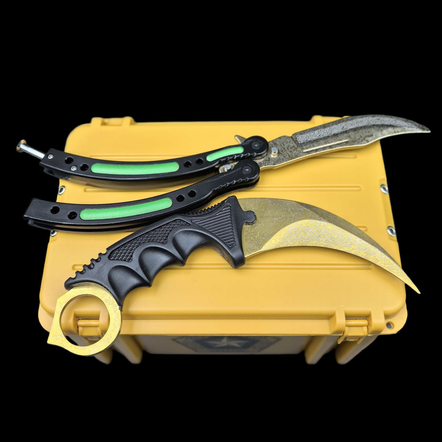 Lore Blunt Blade Karambit Trainer & Balisong Butterfly Knife Trainer 2 in 1 Pack Gift Box