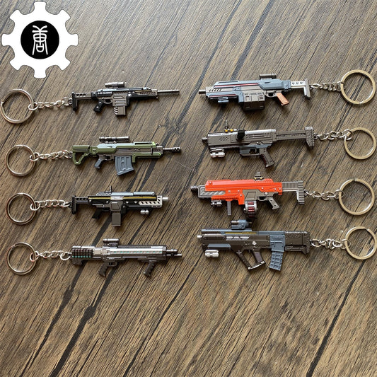 Mini Game Gun Pendant Metal Keychain 8 In 1 Pack