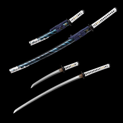 Damascus Steel Tsushima Ghost Lord Jin Sakai Katana Tanto 2 in 1 Pack