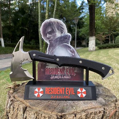 Life-Size Metal Re9 Leon Tactical Axe 35CM/13.8" - Dull Blade Prop For Collection