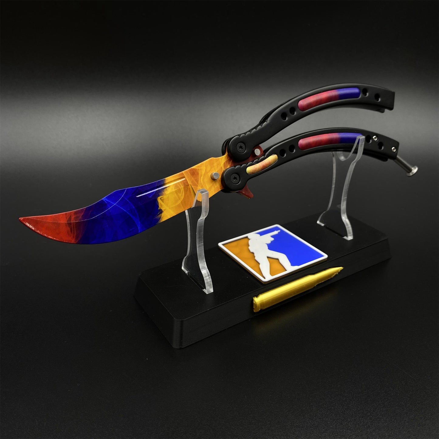 CS Butterfly Knife Marble Fade Unsharpened Balisong Trainer - Dull Blade Replica