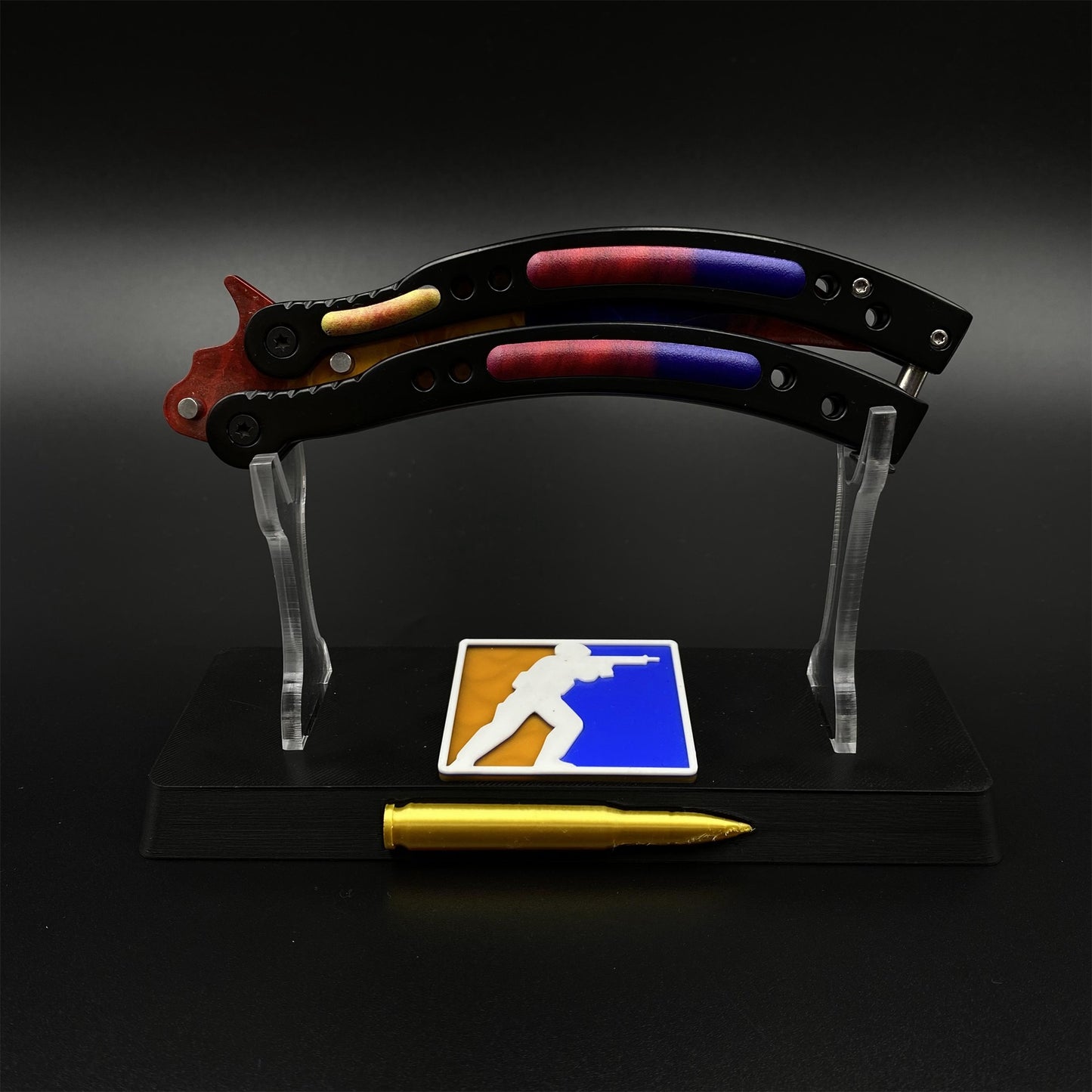 CS Butterfly Knife Marble Fade Unsharpened Balisong Trainer - Dull Blade Replica