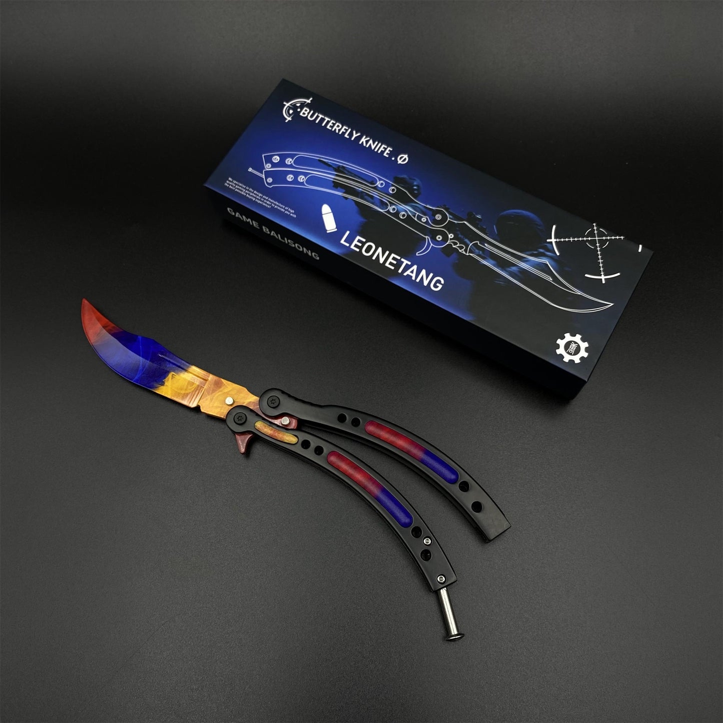 CS Butterfly Knife Marble Fade Unsharpened Balisong Trainer - Dull Blade Replica
