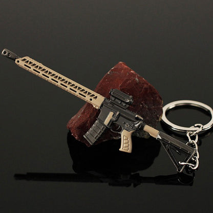 21 in 1 World Famous Assault Rifle Gun Keychain Metal Pendant For Military Hobby