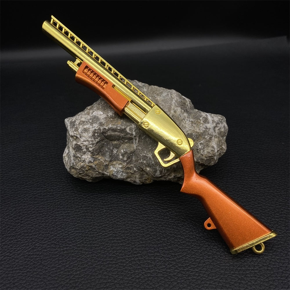 Miniature Metal Golden Plated Pump Shotgun 17.5CM/6.8"