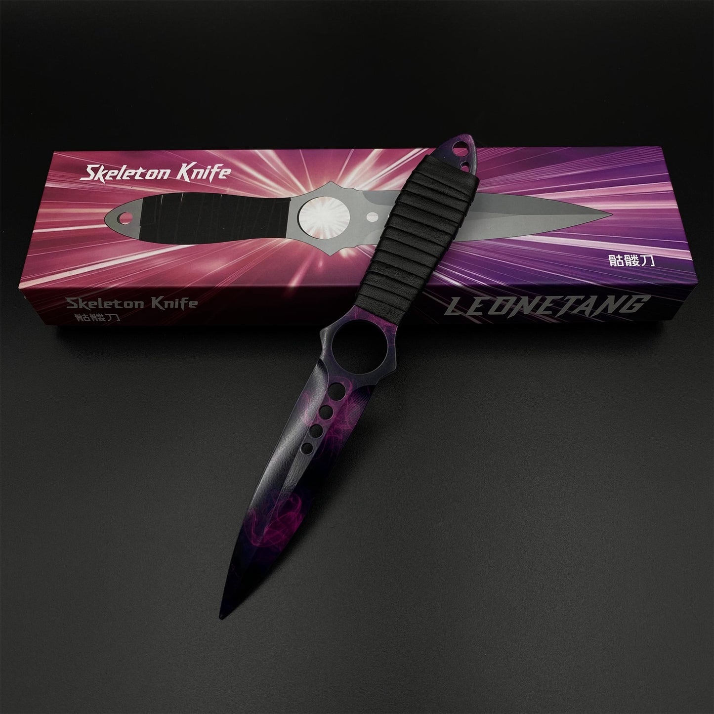 CS Skeleton Knife Doppler Dull Blade 420 Steel Replica For Game Collection