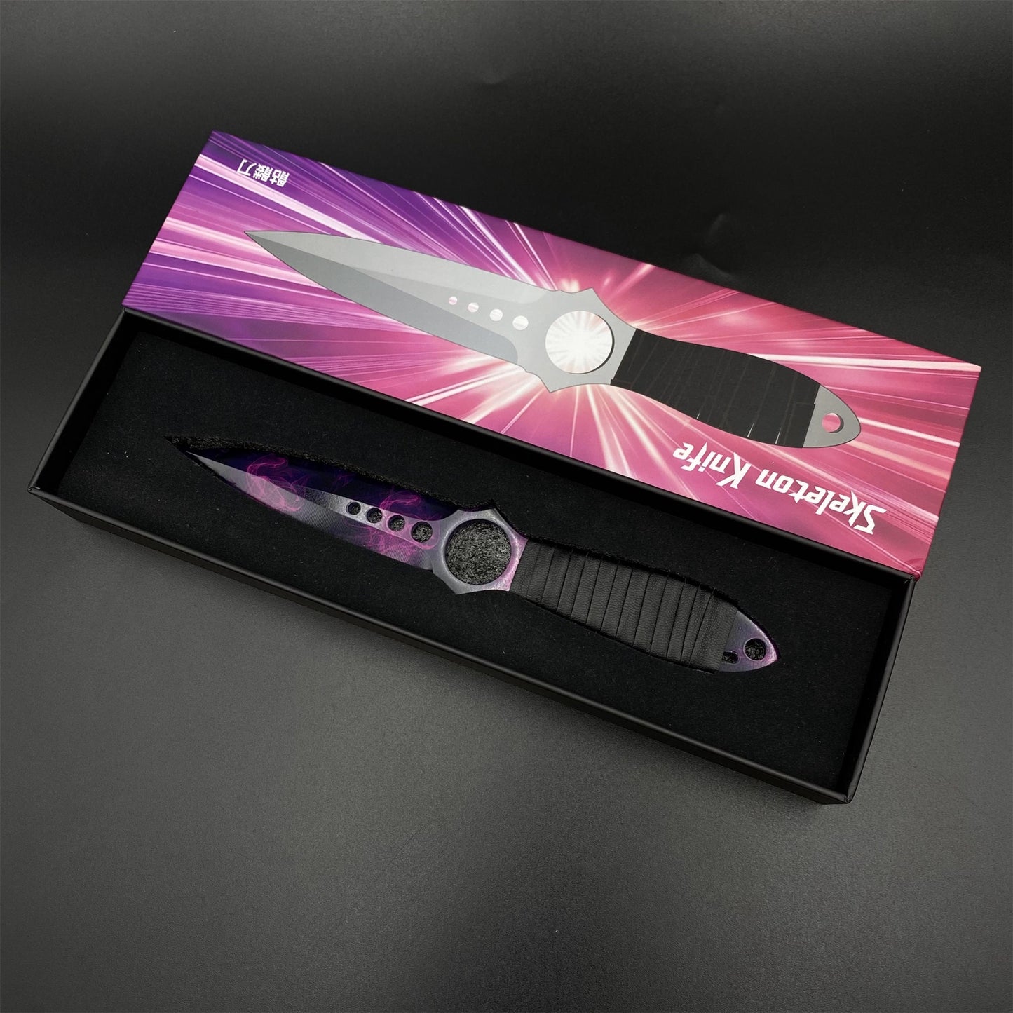 CS Skeleton Knife Doppler Dull Blade 420 Steel Replica For Game Collection