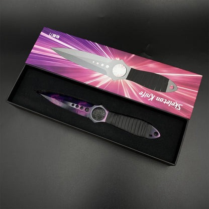 CS Skeleton Knife Doppler Dull Blade 420 Steel Replica For Game Collection