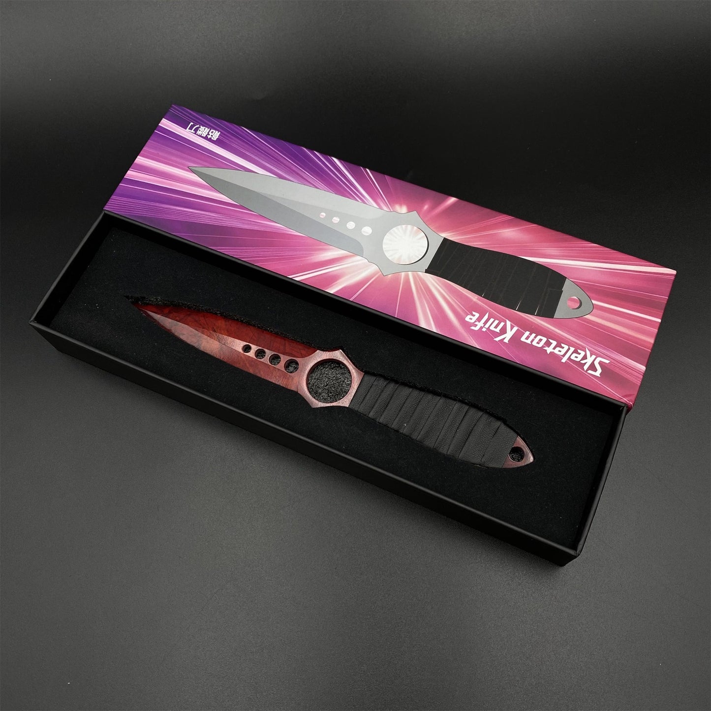 CS Ruby Skin Skeleton Knife Blunt Blade 420 Stainless Steel Replica 22CM/8.7"