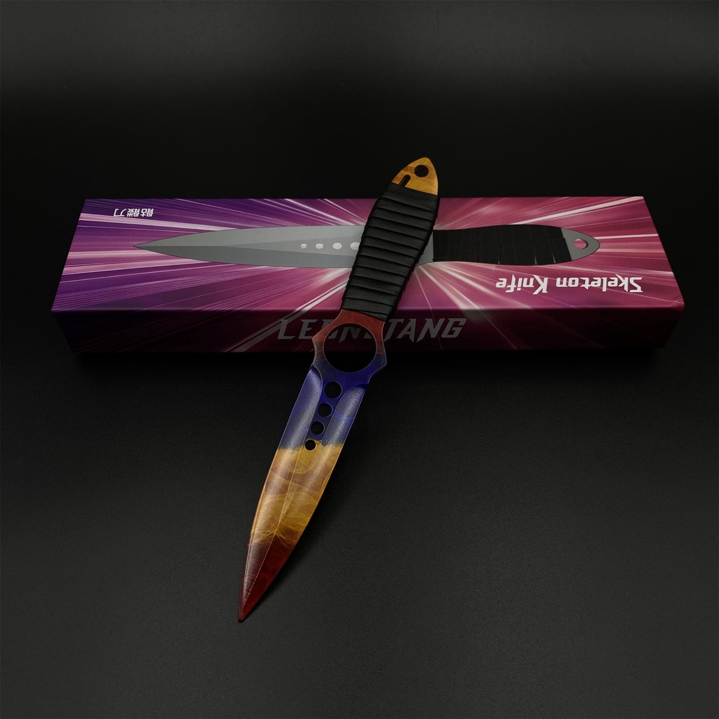 420 Steel Skeleton Knife Marble Fade Dull Blade Replica For Game Collection