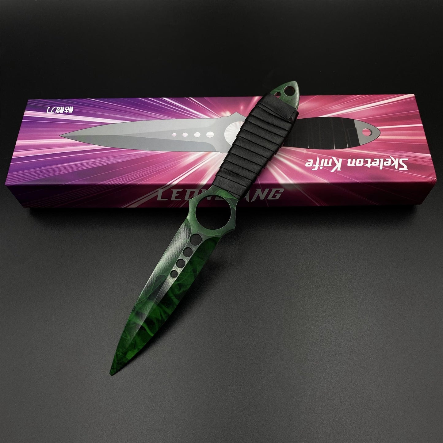420 Steel Skeleton Knife Doppler Emerald Dull Blade Replica For Game Collection