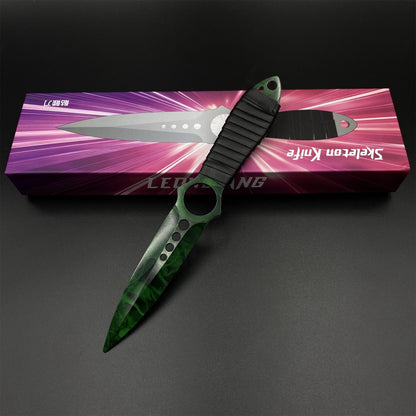 420 Steel Skeleton Knife Doppler Emerald Dull Blade Replica For Game Collection